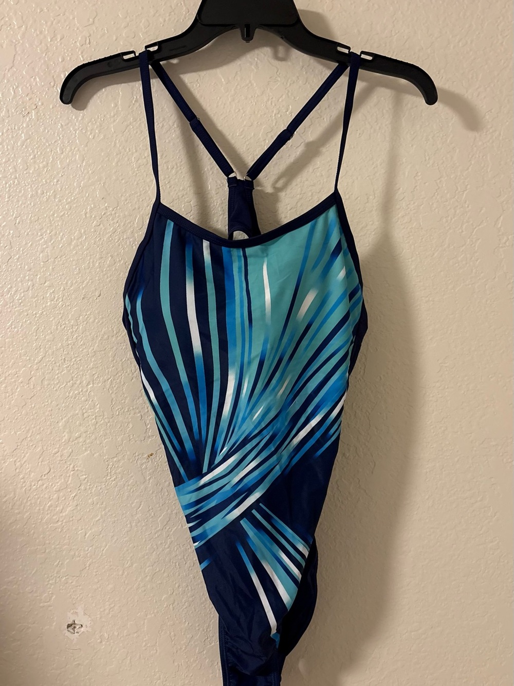 Blue Striped One-Piece Swimsuit size Large